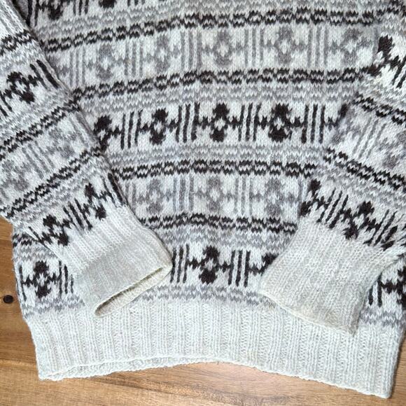 Vintage 70s Icelandic wool turtleneck sweater medium cream brown Neutral Scandi - Picture 9 of 15